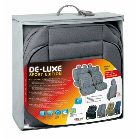 Huse scaun De-Luxe Sport Edition jacquard high-quality 9buc - Gri