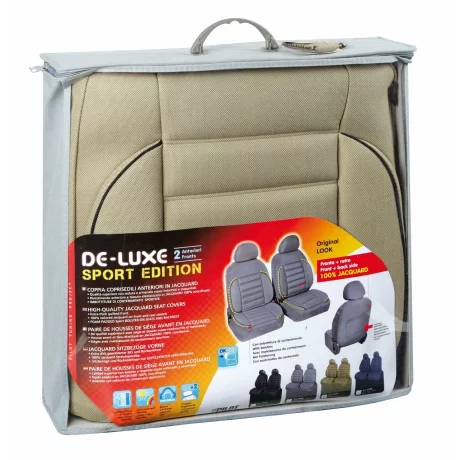 Huse scaun fata De-Luxe Sport Edition jacquard high-quality 2buc - Bej
