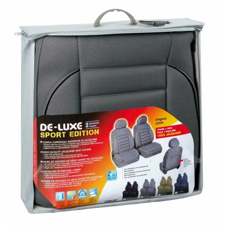 Huse scaun fata De-Luxe Sport Edition jacquard high-quality 2buc - Gri