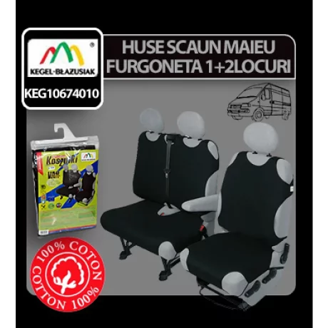 Huse scaun maieu furgoneta de transport Kegel 1+2Locuri - Negru