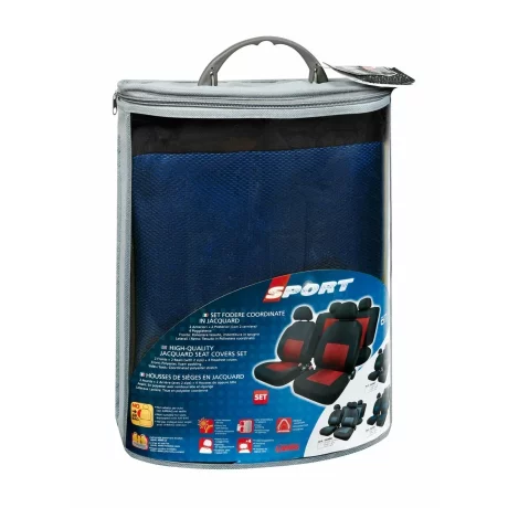 Huse scaun Sport 8buc jacquard high-quality - Albastru/Negru