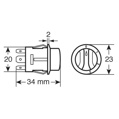 Intrerupator rotativ cu 4 pozitii 12/24V - 10A