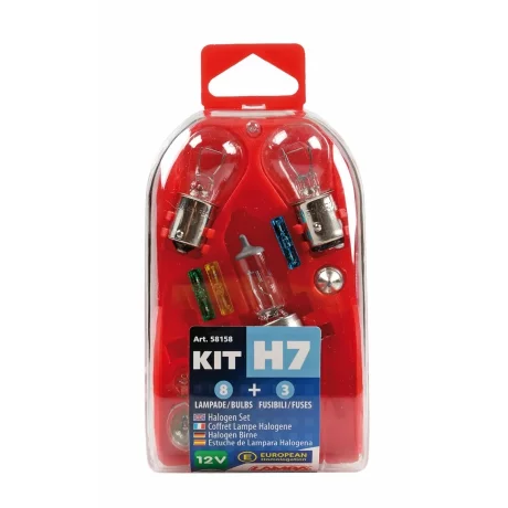 Kit becuri si sigurante 11buc, 12V - halogen H7