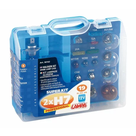 Kit becuri si sigurante 19buc, 12V - halogen 2xH7