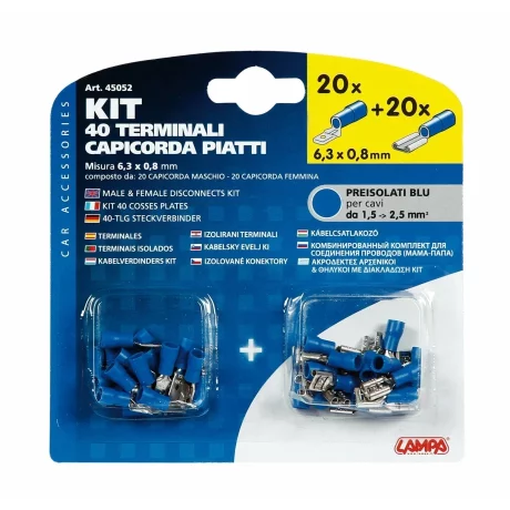 Kit papuci electrici 40buc, mama,tata - 6,3x0,8mm - Albastru