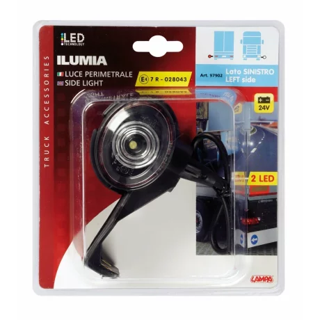 Lampa gabarit camion Ilumia cu prindere L - 2 LED-uri 24V - Alb/Rosu - Stanga