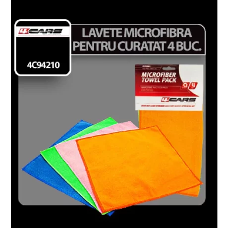 Lavete microfibra pentru curatat 30x30cm 4buc 4Cars