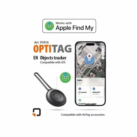 Localizator de obiecte Opti Tag, functionare prin aplicatia Find My de la Apple