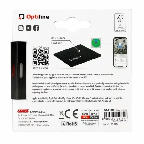 Localizator de obiecte Opti Tracker Flex, Ultra-subtire, pliabil, cu adeziv, functionare prin aplicatia Find My de la Apple