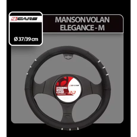 Manson volan Elegance - O 37-39cm - Negru/Crom