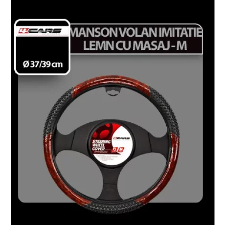 Manson volan imitatie lemn si masaj 4Cars - M - O 37/39cm