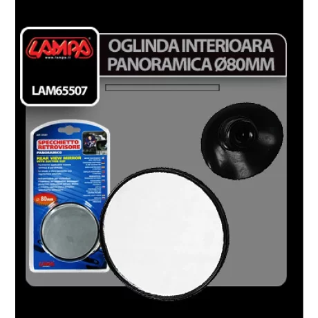 Oglinda interioara panoramica rotunda cu ventuza O 80mm