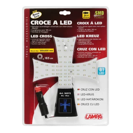 Ornament interior cu leduri 81SMD 24V - Cruce - Albastru