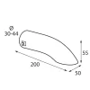 Ornament toba esapament curbat T-06, din otel inoxidabil lustruit, racordare O30-44mm