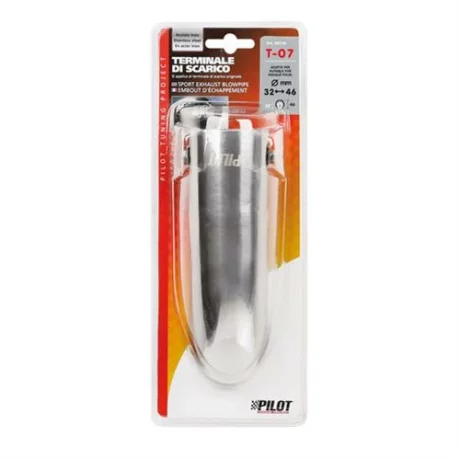 Ornament toba esapament curbat T-07, din otel inoxidabil lustruit, racordare O32-46mm