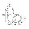 Ornament toba esapament curbat TS-21, din otel inoxidabil lustruit, racordare O30-45mm