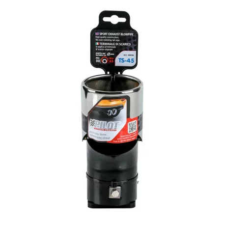 Ornament toba esapament curbat TS-45, din otel inoxidabil lustruit, racordare O50-63mm