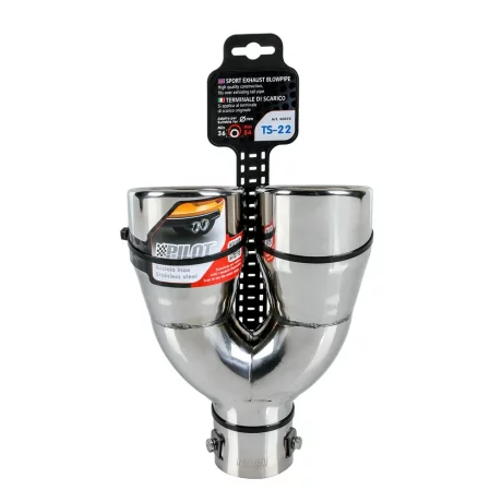 Ornament toba esapament dublu TS-22, din otel inoxidabil lustruit, racordare O36-54mm