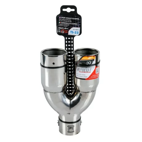 Ornament toba esapament dublu TS-23, din otel inoxidabil lustruit, racordare O36-54mm