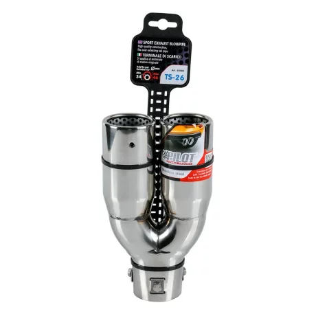 Ornament toba esapament dublu TS-26, din otel inoxidabil lustruit, sunet sport, racordare O34-46mm