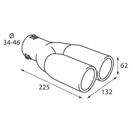 Ornament toba esapament dublu TS-26, din otel inoxidabil lustruit, sunet sport, racordare O34-46mm