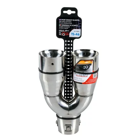 Ornament toba esapament dublu TS-46, din otel inoxidabil lustruit, racordare O32-50mm