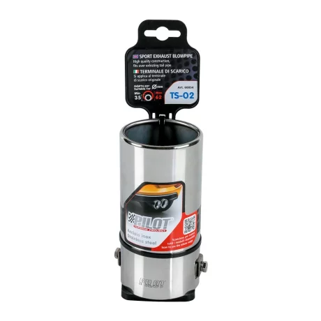 Ornament toba esapament TS-02, din otel inoxidabil lustruit, racordare O35-62mm