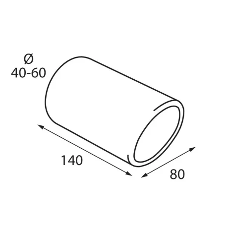 Ornament toba esapament TS-16 L, din otel inoxidabil lustruit, racordare O40-60mm