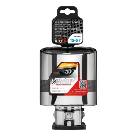 Ornament toba esapament TS-57, din otel inoxidabil lustruit, sunet sport, racordare O32-45mm