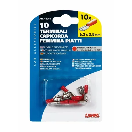 Papuci electrici 10buc, mama - 6,3x0,8mm - Rosu
