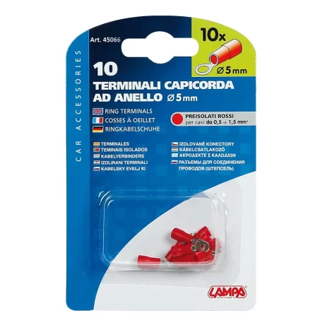 Papuci electrici 10buc tip inel - O 5mm - Rosu