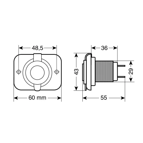 Priza auto incorporabila USB, 12/24V 2100mA, Ext-7 Lampa