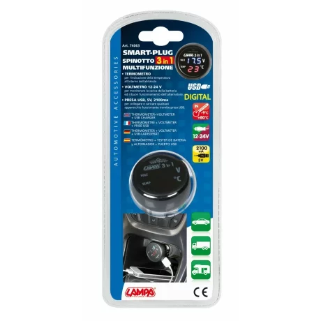 Priza bricheta 3 in 1 Smart-Plug 12/24V