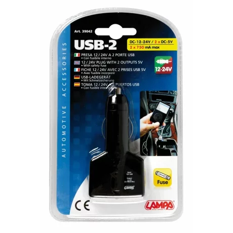 Priza dubla USB la bricheta 12/24V - 1000mA