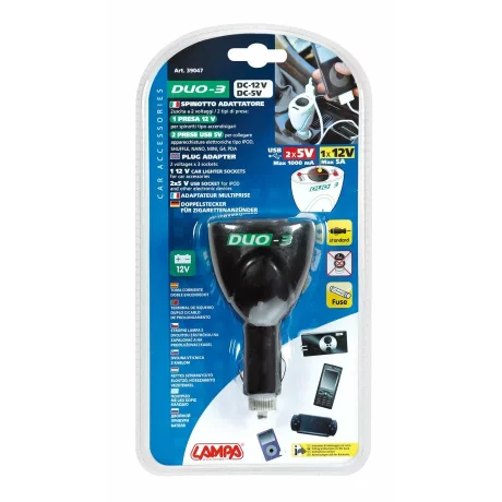 Priza tripla bricheta Duo-3 12V + USB