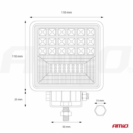 Proiector cu LED din metal patrat Combo Angel Eyes cu 2 functii, 9/36V, Amio