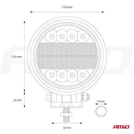 Proiector cu LED din metal rotund Combo Angel Eyes cu 2 functii, 9/36V, Amio
