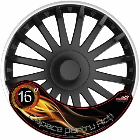 Set capace roti auto Cridem Crystal SO 4buc - Negru/Argintiu - 16&#039;&#039;