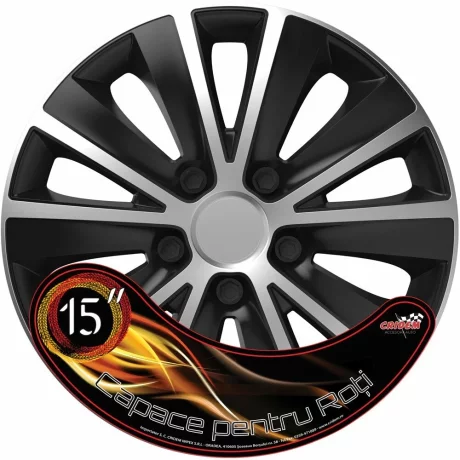 Set capace roti auto Cridem Rapide SB 4buc - Argintiu/Negru - 15&#039;&#039;