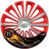 Set capace roti auto Cridem Trend 4buc - Argintiu/Rosu - 15&#039;&#039;