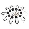 Set carlige si cleme fixare metal 10buc pt cordon cauciucat O10mm