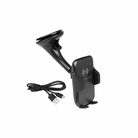 Suport telefon mobil cu ventuza, cap rotativ, incarcare Wireless Qi inductiva