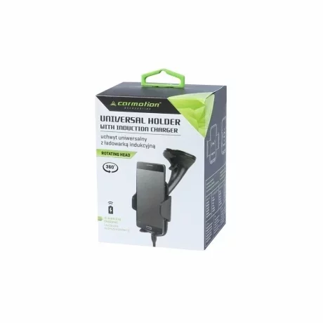 Suport telefon mobil cu ventuza, cap rotativ, incarcare Wireless Qi inductiva