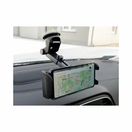 Suport telefon mobil cu ventuza, deschidere 100-200mm, cu ajustare in 6 puncte, Negru