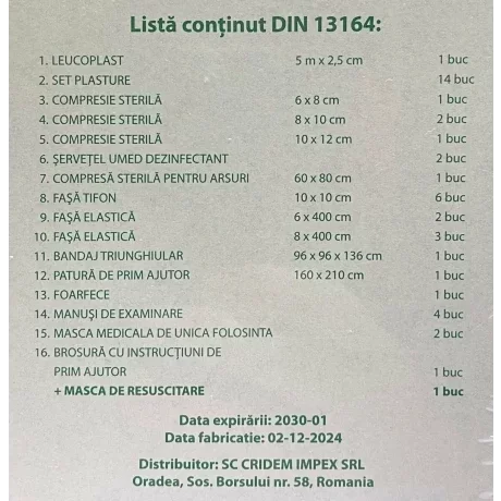 Trusa sanitara auto Cridem