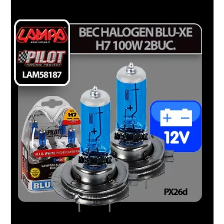 Bec halogen Blu-Xe  H7 100W PX26d 12V 2buc