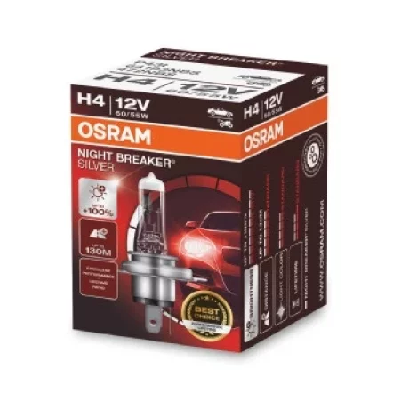 BEC 12V H4 60/55 W NIGHT BREAKER SILVER +100% OSRAM