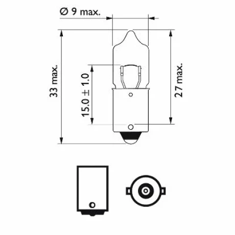 BEC AUXILIAR H10W 12V 10W BA9s SET 10 BUC