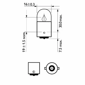 BEC AUXILIAR R5W BA15s 12V SET 10 buc PHILIPS