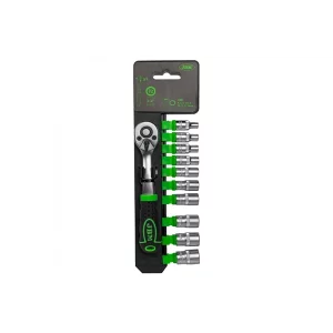 CLICHET CU 72 DINTI 1/4` CU SET TUBULARE HEXAGONALE JBM